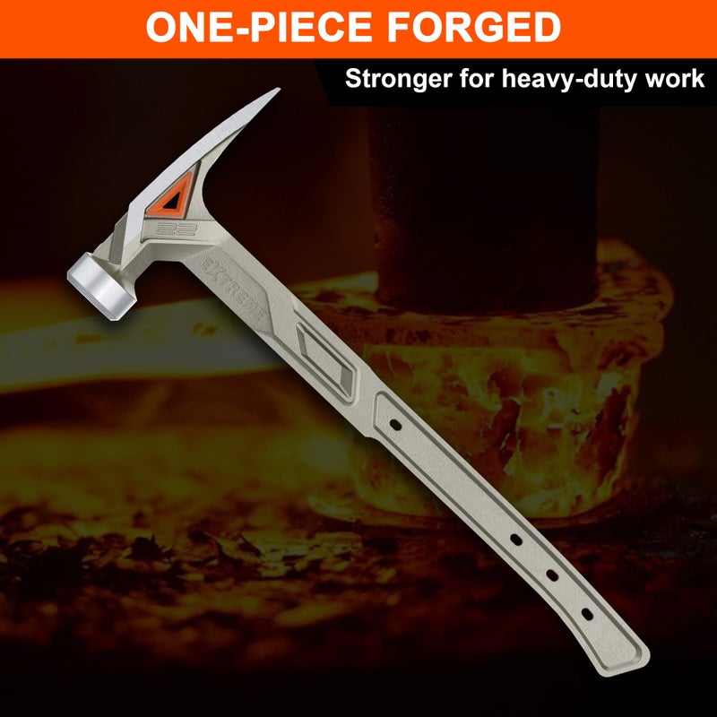 VANQUISH 17 oz Framing Hammer, Straight Claw Hammer with Magnetic Nail Holder, Rip Claw Hammer with Milled Face & Shock Absorbing Grip, Heavy Duty One-piece Forged Hammer 0527 - Image 3